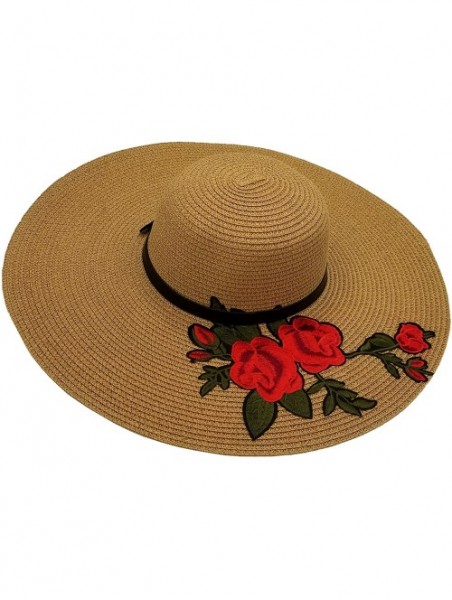 Sun Hats Sun Hats for Women- Woven Floppy Beach Woven Summer Spring Straw Hat - CN18E63R9LN $34.86