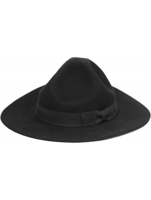 Fedoras Men's Tiller Wide Brim Felt Fedora Hat - He50blck - C018LDQ0YDH $41.89