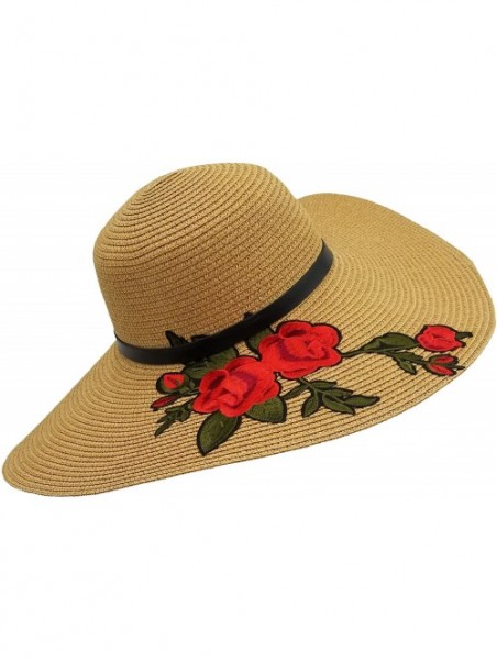 Sun Hats Sun Hats for Women- Woven Floppy Beach Woven Summer Spring Straw Hat - CN18E63R9LN $34.86