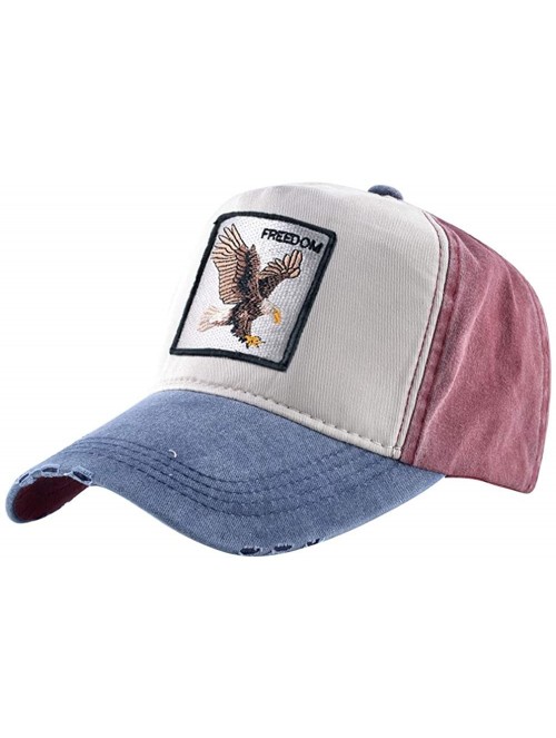 Baseball Caps Unisex Animal Embroidered Baseball Caps Strapback Square Patch Dad Hat - Blue Red Eagle - CA18SSW3HEZ $19.59