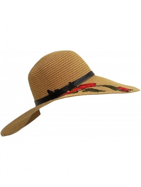 Sun Hats Sun Hats for Women- Woven Floppy Beach Woven Summer Spring Straw Hat - CN18E63R9LN $34.86