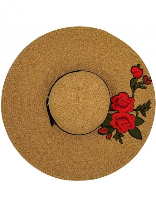 Sun Hats Sun Hats for Women- Woven Floppy Beach Woven Summer Spring Straw Hat - CN18E63R9LN $34.86