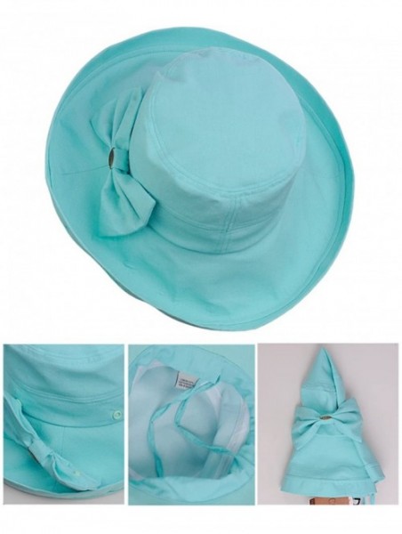 Sun Hats Women's Summer Packable Bow Accent Foldable Brim Beach Sun Hat - Mint - CT17YX4CY64 $14.50