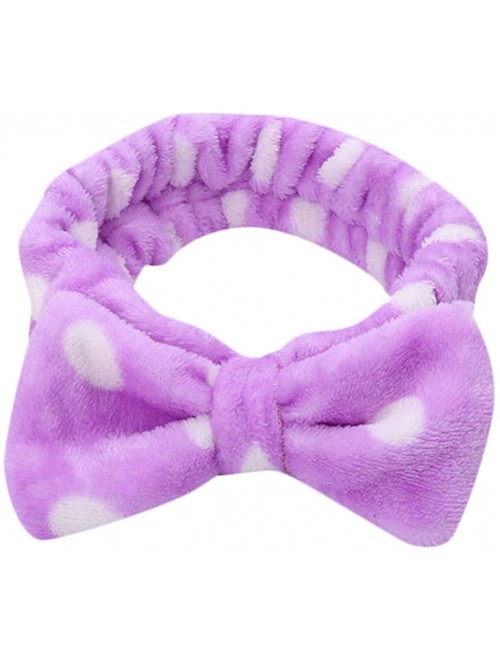 Headbands FarJing Bow Hair Band Women Facial Makeup Head Band Soft Coral Fleece Head Wraps For Shower Washing Face - A-h - CC...