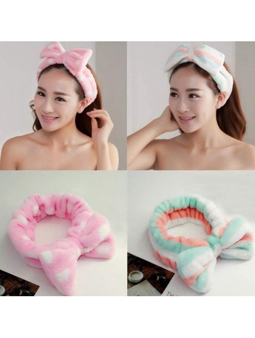 Headbands FarJing Bow Hair Band Women Facial Makeup Head Band Soft Coral Fleece Head Wraps For Shower Washing Face - A-h - CC...