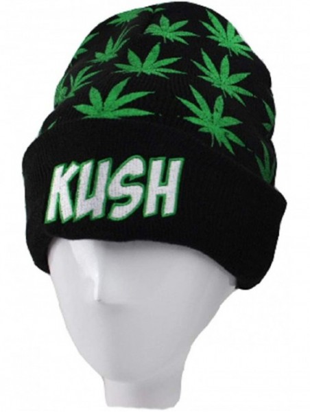 Skullies & Beanies Weed Marijuana Acrylic Beanie Hat Leaf Pot Cuffed Knit Winter Weed Beanie Hat Mens Women - Green - CV18HGL...