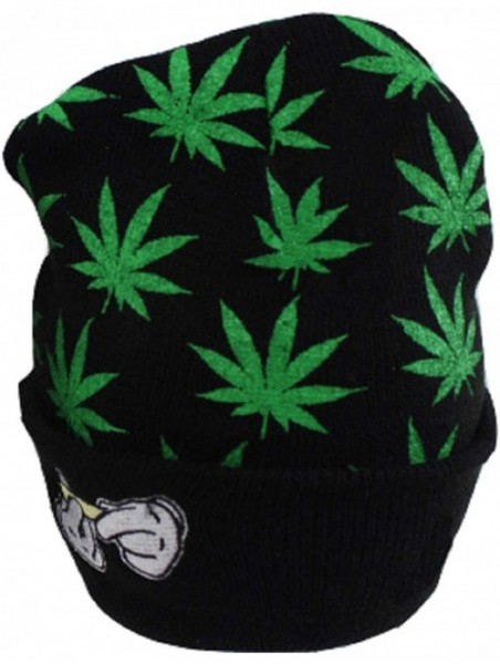 Skullies & Beanies Weed Marijuana Acrylic Beanie Hat Leaf Pot Cuffed Knit Winter Weed Beanie Hat Mens Women - Green - CV18HGL...