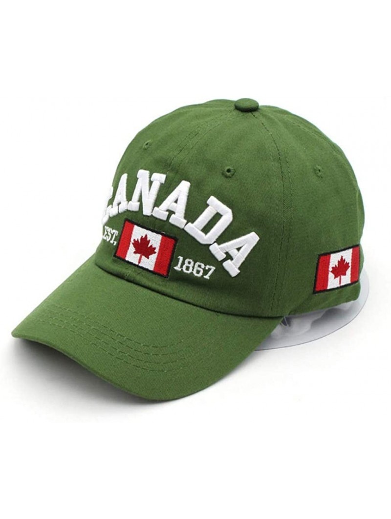 Baseball Caps 1867 Baseball Cap-Unisex Canada Flag Print Ball Cap Cotton Comfy Hat Outdoor Dad Hat - Green - CP18W2Q6R7M $12.71