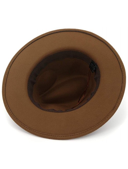 Fedoras Men & Women Fedora Hat - Belt Buckle Wide Brim Panama Hat - Khaki - C218T63RR3Z $20.41