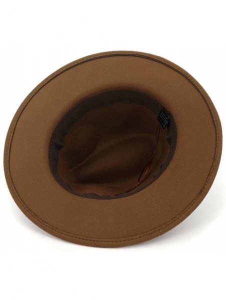 Fedoras Men & Women Fedora Hat - Belt Buckle Wide Brim Panama Hat - Khaki - C218T63RR3Z $20.41