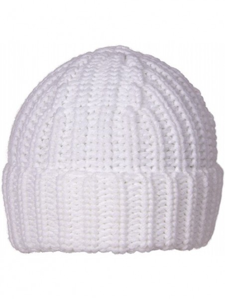 Skullies & Beanies Knitted Cuffed Beanie - White - CF11P6F1LXB $10.38