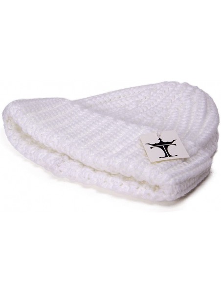 Skullies & Beanies Knitted Cuffed Beanie - White - CF11P6F1LXB $10.38