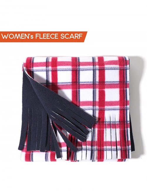 Skullies & Beanies Women Winter Fleece Beanie Gloves Scarf Set - Plaid - C718A2SUG6Q $12.71