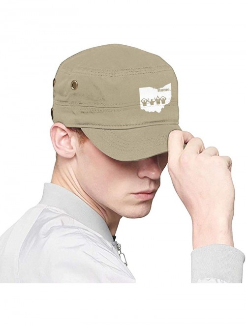 Newsboy Caps Ohio Home State Cotton Newsboy Military Flat Top Cap- Unisex Adjustable Army Washed Cadet Cap - Natural - CC18XR...