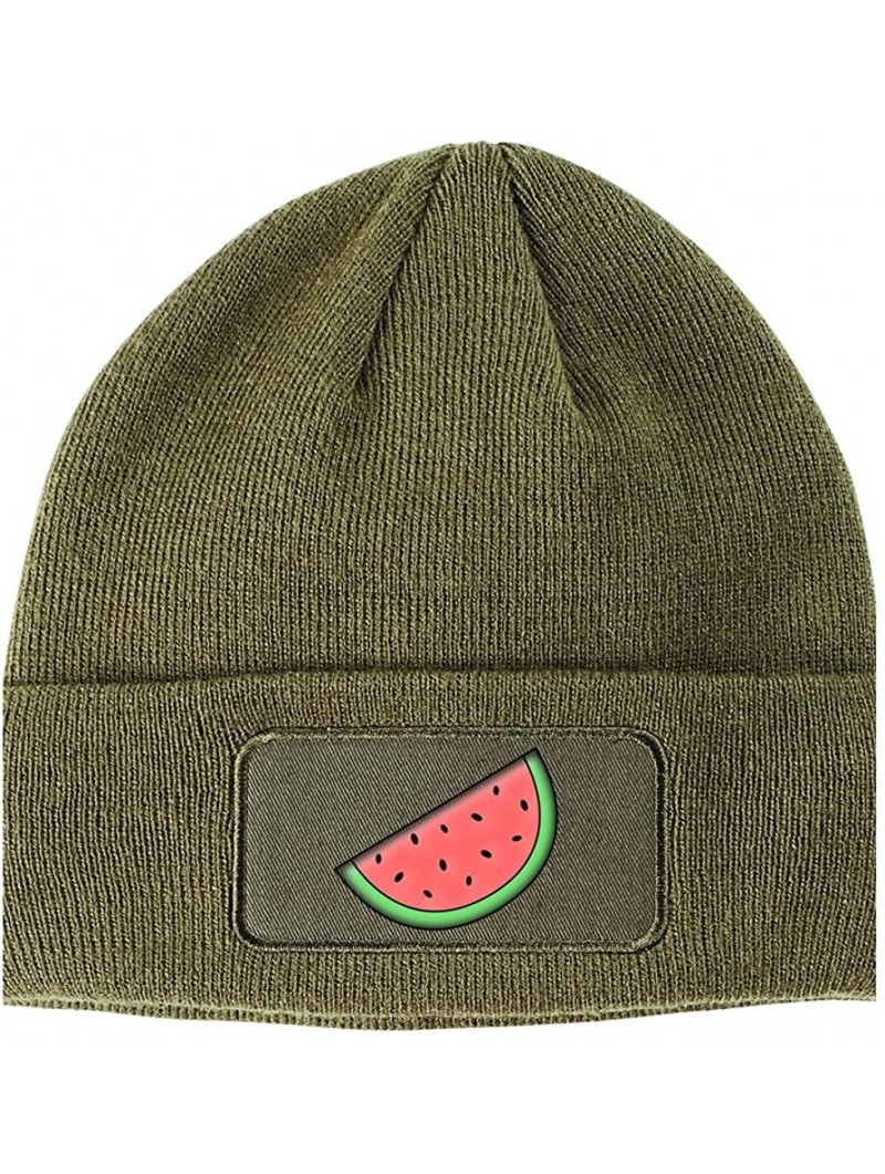 Skullies & Beanies Watermelon Emoji Meme Chest Winter Knit Beanie Hat - Green - CA12O4ZM9QY $28.76