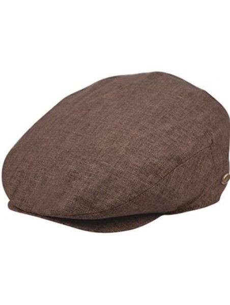 Newsboy Caps Men's Linen Flat Ivy Gatsby Summer Newsboy Hats - Brown - CC195SDWEGO $17.17