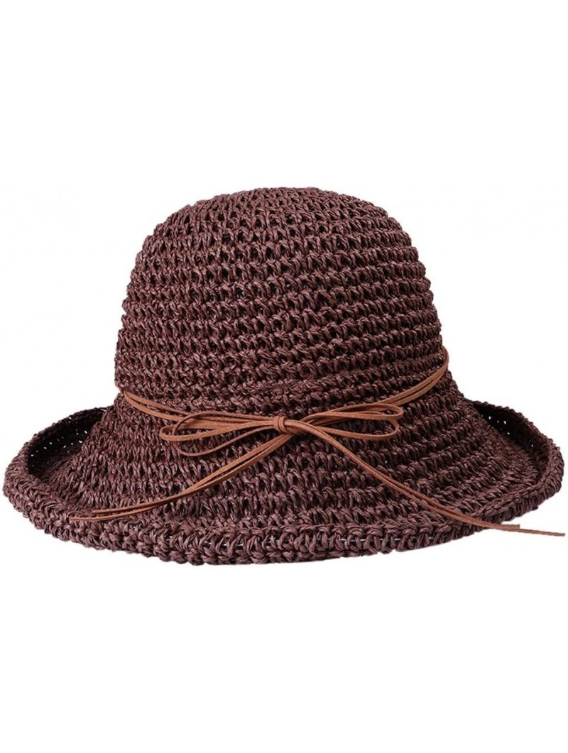 Sun Hats Spring and Summer Beach Cap Women Straw Fisherman Hat Sun Hat (Coffee) - Coffee - CN18QQQ32OU $12.59