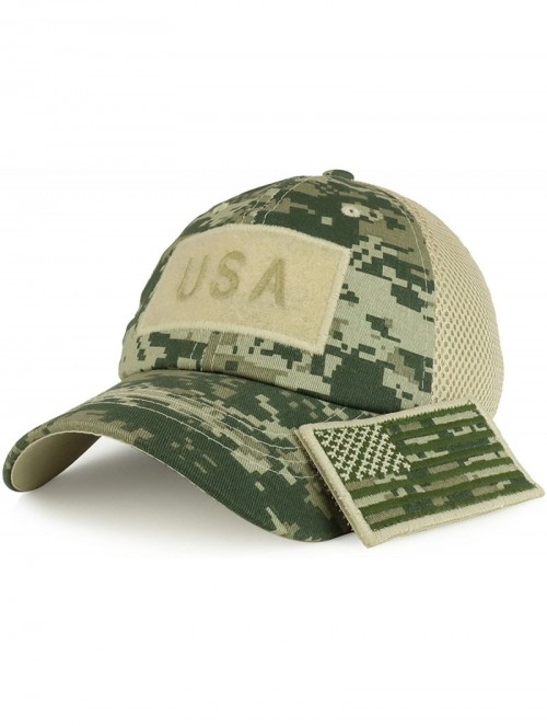 Baseball Caps USA American Flag Embroidered Removable Tactical Patch Micro Mesh Cap - Acu - CH182GKDAD6 $17.04