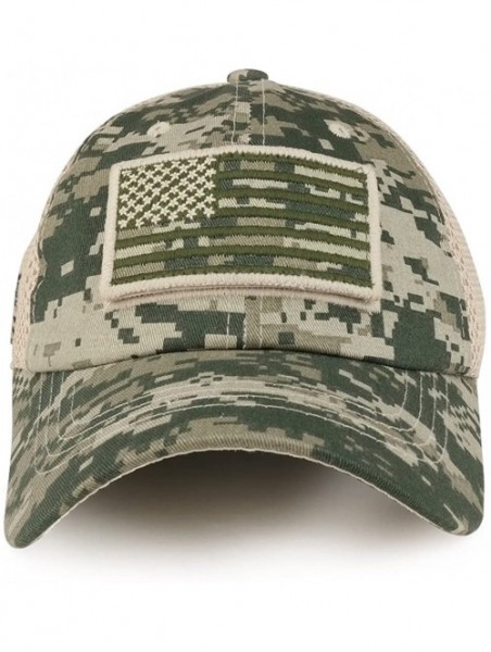 Baseball Caps USA American Flag Embroidered Removable Tactical Patch Micro Mesh Cap - Acu - CH182GKDAD6 $17.04