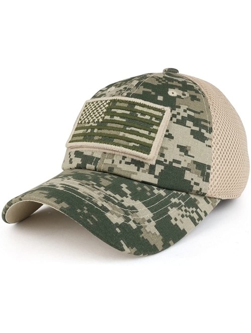 Baseball Caps USA American Flag Embroidered Removable Tactical Patch Micro Mesh Cap - Acu - CH182GKDAD6 $17.04