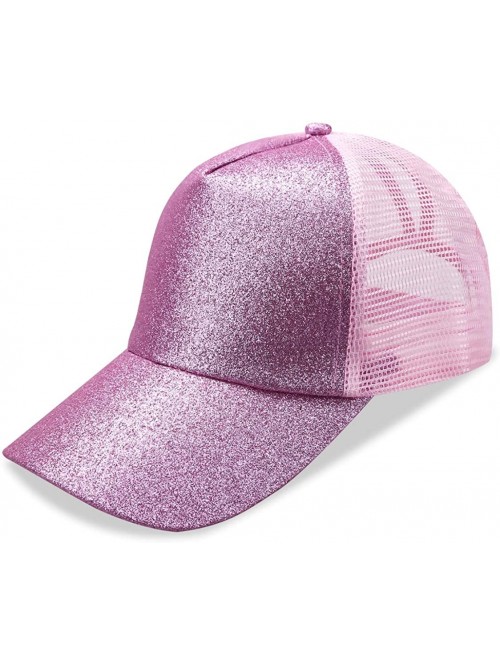 Baseball Caps NeuFashion Ponycap Messy High Bun Ponytail Adjustable Mesh Trucker Baseball Cap Hat for Women - Purple-glitter ...