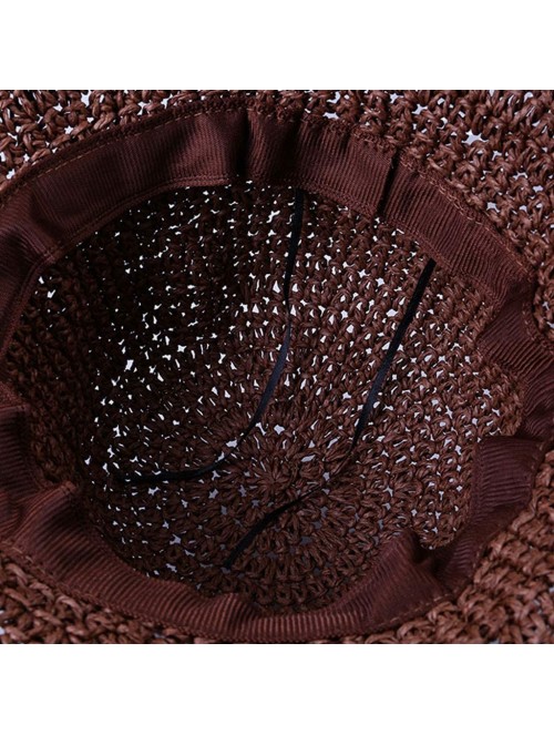 Sun Hats Spring and Summer Beach Cap Women Straw Fisherman Hat Sun Hat (Coffee) - Coffee - CN18QQQ32OU $12.59