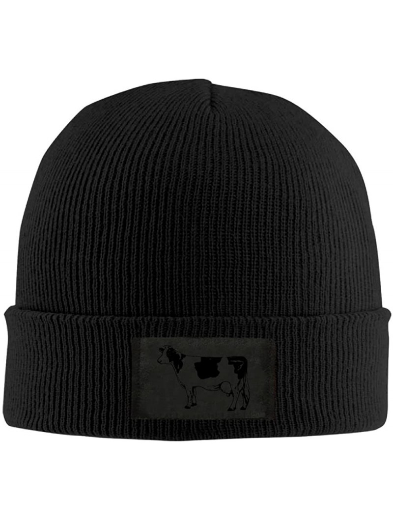 Skullies & Beanies Men Women Cow Daily Beanie Hat Outdoor Skull Cap Warm Hat Knitted Beanies - Black - C4187XYDUNE $25.71