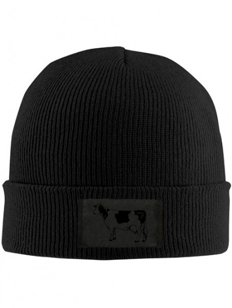 Skullies & Beanies Men Women Cow Daily Beanie Hat Outdoor Skull Cap Warm Hat Knitted Beanies - Black - C4187XYDUNE $25.71