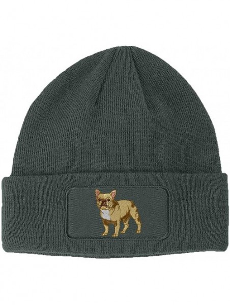 Skullies & Beanies Custom Patch Beanie French Bulldog Embroidery Skull Cap Hats for Men & Women - Dark Grey - C6186H9795O $27.82