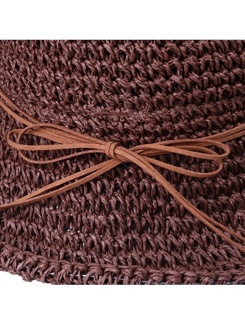 Sun Hats Spring and Summer Beach Cap Women Straw Fisherman Hat Sun Hat (Coffee) - Coffee - CN18QQQ32OU $12.59