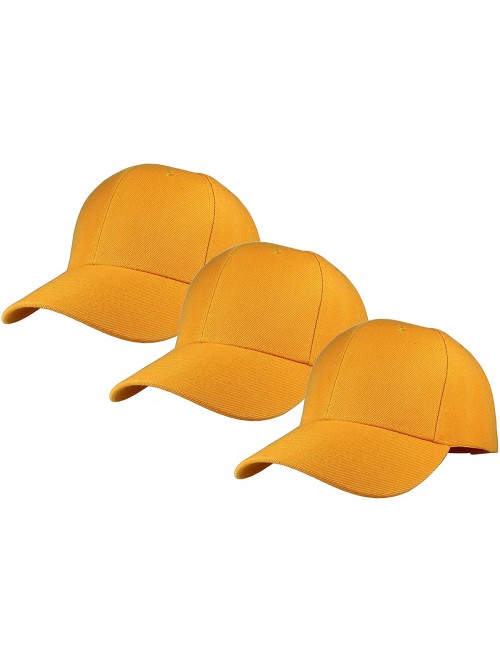 Baseball Caps Plain Baseball Cap Adjustable Back Strap 3 PC - Gold - CP18C5MTSIH $13.98