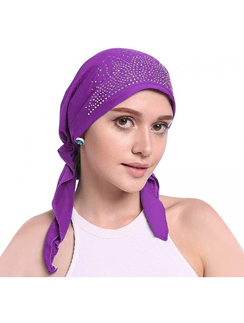 Skullies & Beanies Crystal Stretchy Bandana Headscarf Alopecia - Purple - CG198DNO3CH $13.29