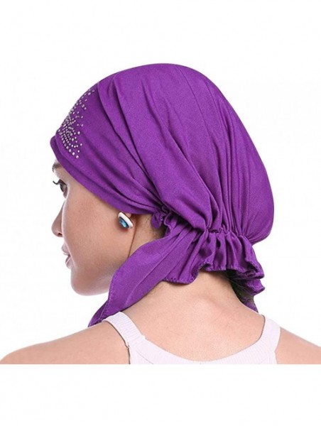 Skullies & Beanies Crystal Stretchy Bandana Headscarf Alopecia - Purple - CG198DNO3CH $13.29