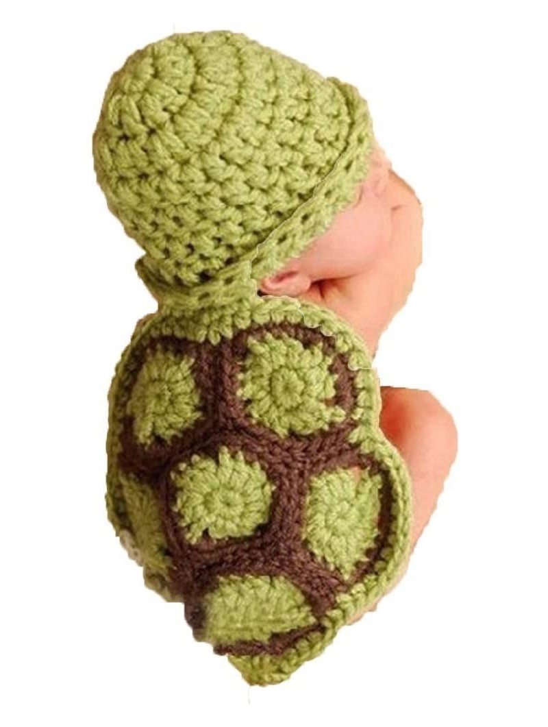 Headbands Baby Newborn Turtle Knit Crochet Clothes Beanie Hat Outfit Photo Props - C711U3RZ7D7 $10.72