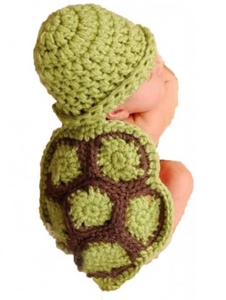 Headbands Baby Newborn Turtle Knit Crochet Clothes Beanie Hat Outfit Photo Props - C711U3RZ7D7 $10.72