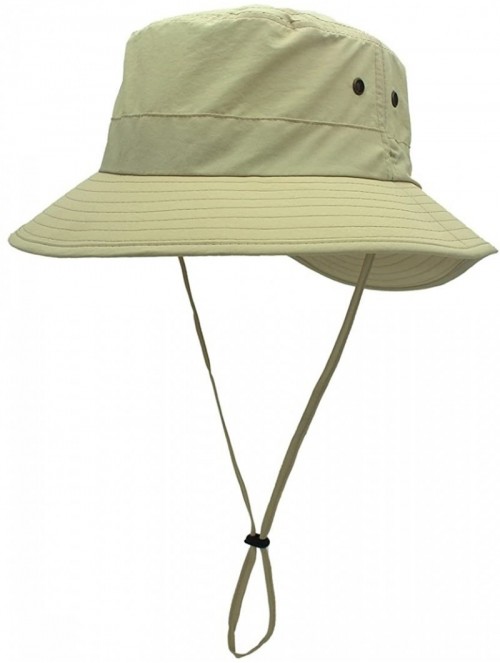 Sun Hats Women Lightweight Safari Sun Hat Quick Dry Fishing Hat with Strap Cool - Khaki - CO18G0OUH37 $19.45