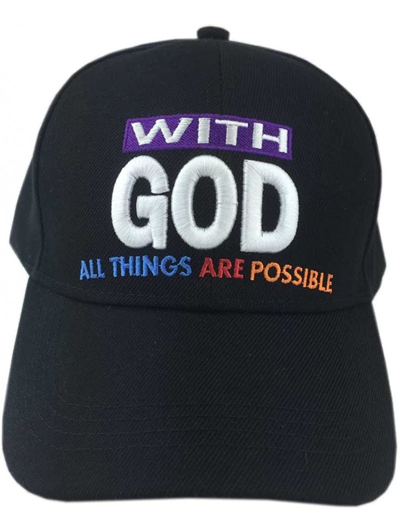 Baseball Caps Christian with God All Things are Possible Cap Hat - Black - C612JBZFU4H $15.98