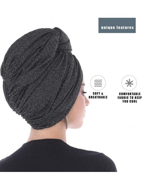 Headbands Turban Headwraps for Women with African Knot & Woven Lurex Thread for Extra Glimmer and Comfort for Cancer - C5193T...