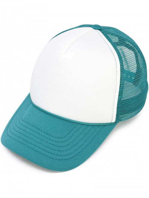 Baseball Caps Two Tone Trucker Hat Summer Mesh Cap with Adjustable Snapback Strap - Teal/White - CS12O8GSNT1 $9.92