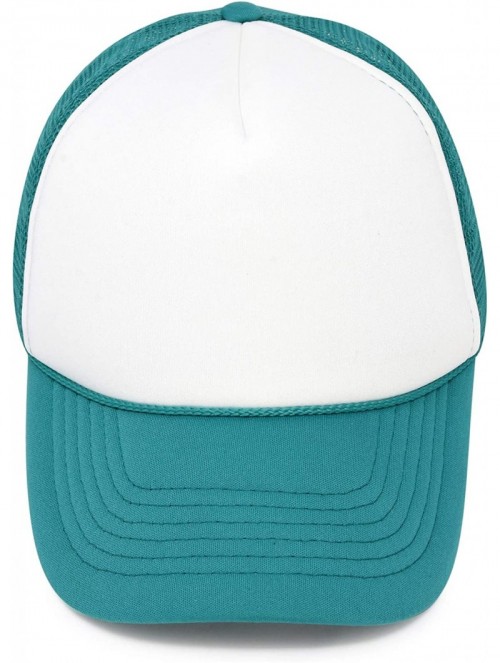 Baseball Caps Two Tone Trucker Hat Summer Mesh Cap with Adjustable Snapback Strap - Teal/White - CS12O8GSNT1 $9.92