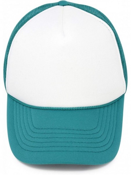 Baseball Caps Two Tone Trucker Hat Summer Mesh Cap with Adjustable Snapback Strap - Teal/White - CS12O8GSNT1 $9.92