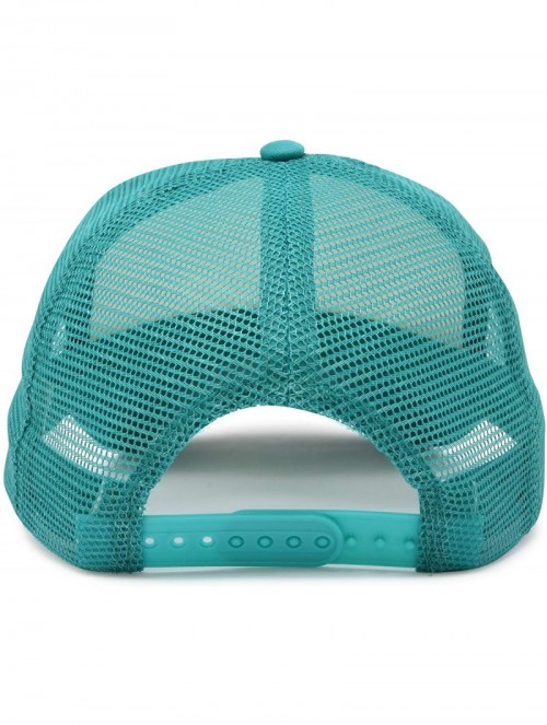 Baseball Caps Two Tone Trucker Hat Summer Mesh Cap with Adjustable Snapback Strap - Teal/White - CS12O8GSNT1 $9.92