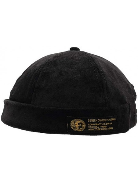 Skullies & Beanies Rolled Cuff Work Beanie Watch Cap Corduroy Docker Leon Brimless Hat Harbour Hat - Black - C418N0L373K $17.57