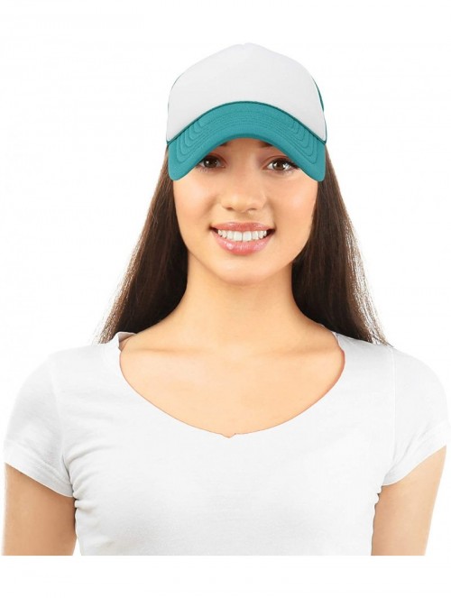 Baseball Caps Two Tone Trucker Hat Summer Mesh Cap with Adjustable Snapback Strap - Teal/White - CS12O8GSNT1 $9.92