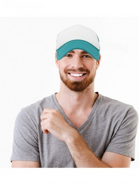 Baseball Caps Two Tone Trucker Hat Summer Mesh Cap with Adjustable Snapback Strap - Teal/White - CS12O8GSNT1 $9.92