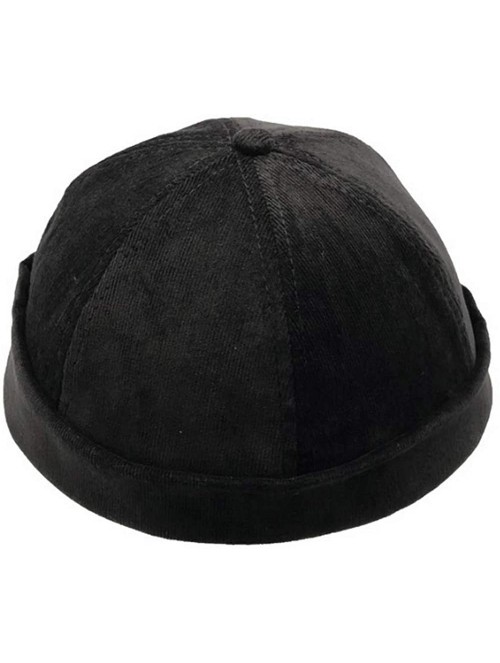 Skullies & Beanies Rolled Cuff Work Beanie Watch Cap Corduroy Docker Leon Brimless Hat Harbour Hat - Black - C418N0L373K $17.57