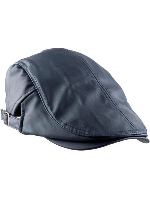 Newsboy Caps Newsboys Caps for Men-Beret Leather Hat Gatsby Flat Hats Ivy Driving Cap - 4-navy Blue - CT1880S04NU $11.65