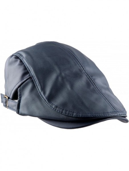 Newsboy Caps Newsboys Caps for Men-Beret Leather Hat Gatsby Flat Hats Ivy Driving Cap - 4-navy Blue - CT1880S04NU $11.65