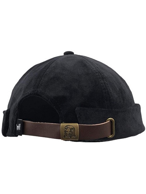 Skullies & Beanies Rolled Cuff Work Beanie Watch Cap Corduroy Docker Leon Brimless Hat Harbour Hat - Black - C418N0L373K $17.57