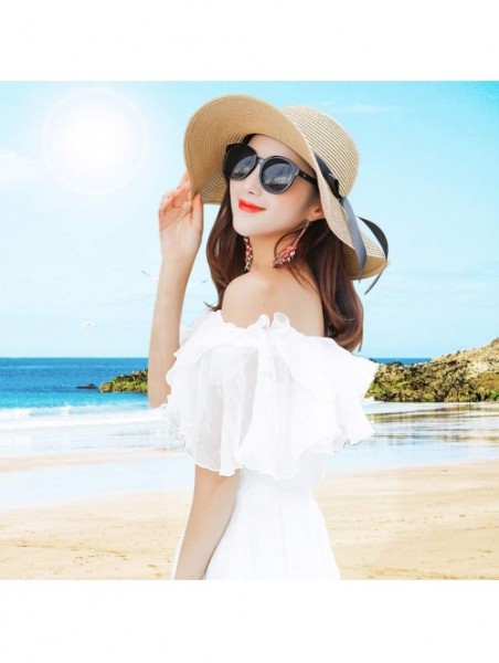 Sun Hats Women Summer Beach Sun Hats Floppy Packable Hat for Women Lace Straw Hats Wide Brim Hat UV UPF Sun Protection - CG19...